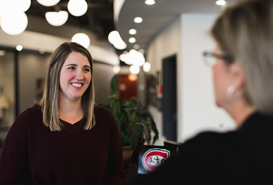 Student in the Welcome Center Lobby 